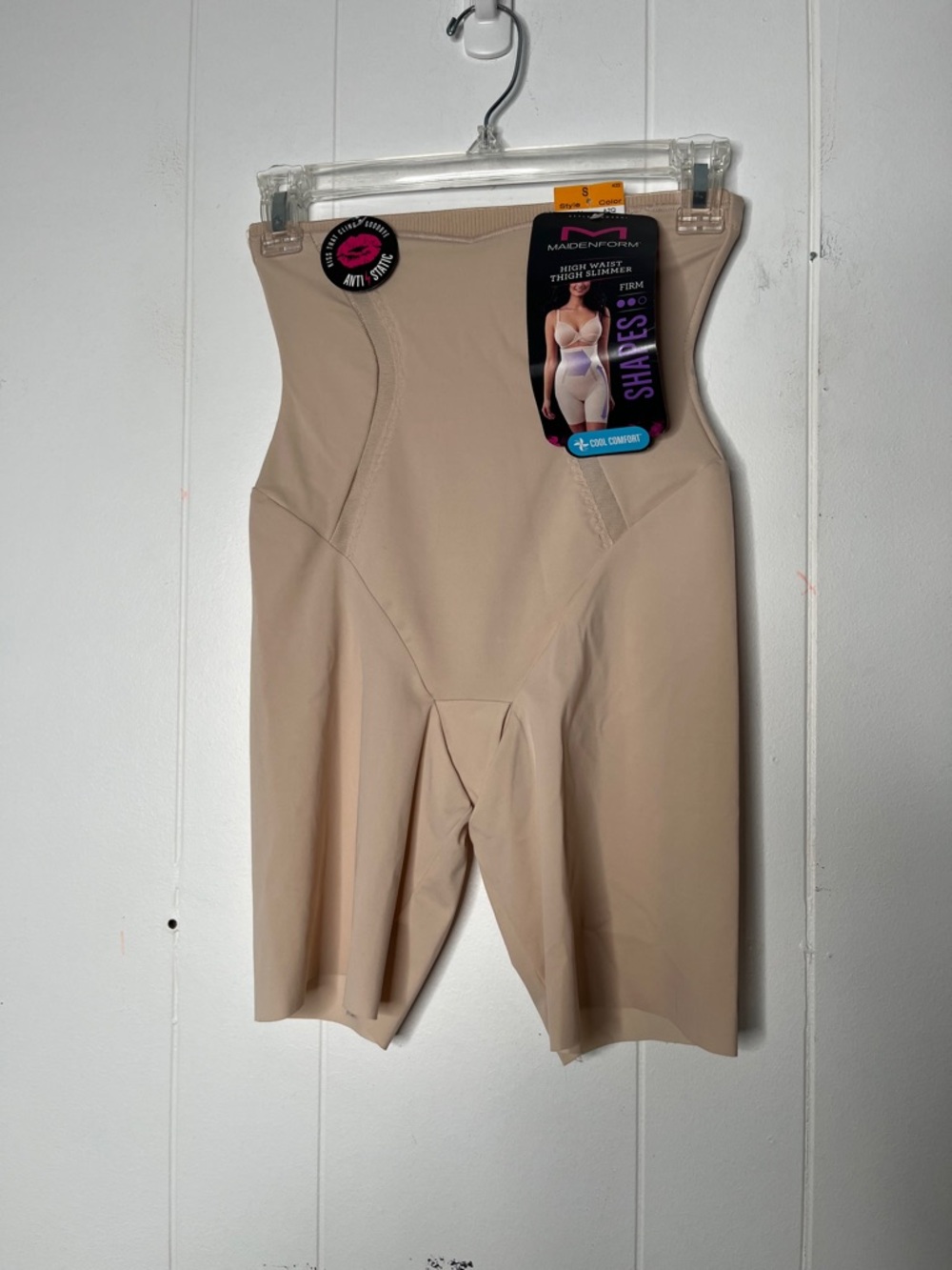 Maidenform High-Waist Shaping Shorts in Beige Thigh Slimmer Firm Control Size S